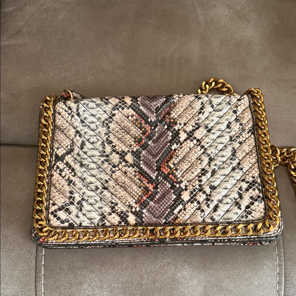 Aldo Snake Print Crossbody Bag with Gold Chain
